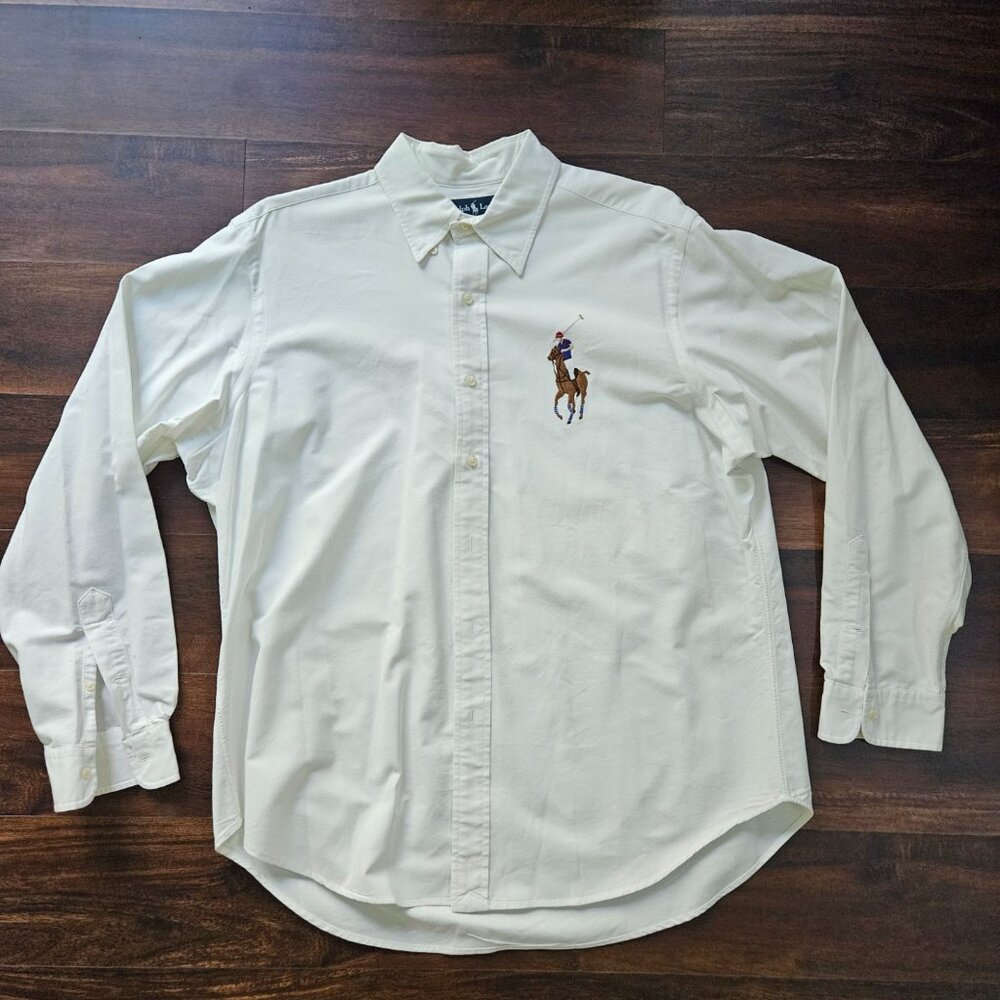 Ralph Lauren Big Pony Horse Embroidered Button Down Classic Fit Men's XL Cotton